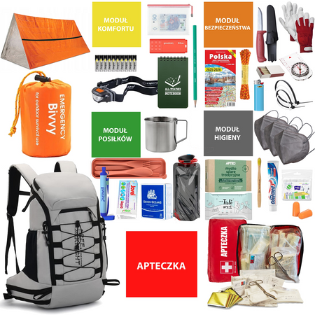 Plecak ucieczkowy BOB z wyposażeniem ReadyPack S2 24h Czarny/Szary