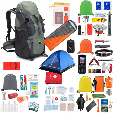 Plecak ewakuacyjny z wyposażeniem ReadyPack X2 72h – namiot i śpiwór Zielony